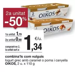 Oferta de OIKOS - Logurt Grec Amb Caramel O Poma I Canyella por 1,79€ en BonpreuEsclat