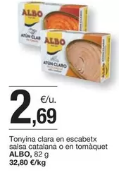 Oferta de Albo - Tonyina Clara En Escabetx Salsa Catalana O En Tomaquet por 2,69€ en BonpreuEsclat