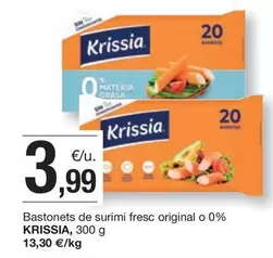 Oferta de Krissia - Bastonets De Surimi Fresc Original O 0% por 3,99€ en BonpreuEsclat