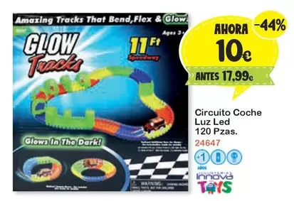 Oferta de Innova - Circuito Coche Luz Led por 10€ en Jugueterias Innovatoys