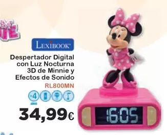 Oferta de Lexibook - Despertador Digital Con Luz Nocturna 3d De Minnie Y Efectos De Sonido por 34,99€ en Jugueterias Innovatoys