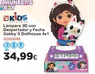 Oferta de Kids - Lampara 3d Con Despertador Y Fecha Gabby S Dollhouse por 34,99€ en Jugueterias Innovatoys