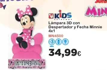 Oferta de Kids - Lampara 3d Con Despertador Y Fecha Minnie por 34,99€ en Jugueterias Innovatoys