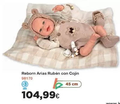 Oferta de Arias - Reborn  Ruben Con Cojin por 104,99€ en Jugueterias Innovatoys