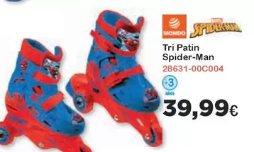 Oferta de Tri Patín Spider-Man por 39,99€ en Jugueterias Innovatoys