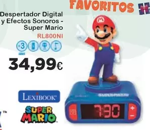 Oferta de Lexibook - Despertador Digital Y Efectos Sonoros - Super Mario por 34,99€ en Jugueterias Innovatoys