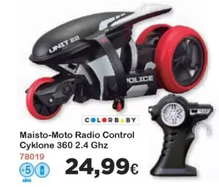 Oferta de Police - Maisto-Moto Radio Control Cyklone 360 2.4 Ghz por 24,99€ en Jugueterias Innovatoys