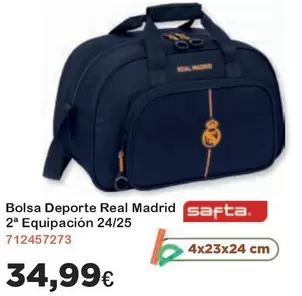 Oferta de Real Madrid - Bolsa Deporte  Safta 2a Equipacion 24/25 por 34,99€ en Jugueterias Innovatoys