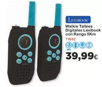 Oferta de Lexibook - Walkie Talkies Digitales  Con Rango 5Km por 39,99€ en Jugueterias Innovatoys