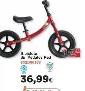 Oferta de Bicicleta Sin Pedales Red por 36,99€ en Jugueterias Innovatoys