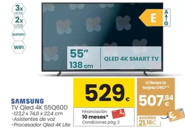 Oferta de Samsung - Tv Qled 4K 55Q60D por 529€ en Eroski