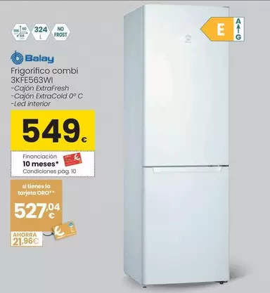 Oferta de Balay - Frigorífico Combi 3KFE563WI  por 549€ en Eroski