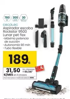 Oferta de Cecotec - Aspirador Escoba Rockstar 9500 Lunar Pet Flex por 189€ en Eroski