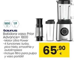 Oferta de Taurus - Batidora Vaso Prior Advance+ 1800 por 65,9€ en Eroski