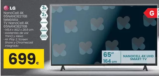 Oferta de LG - TV NanoCell 4K 65NANO82T6B por 699€ en Eroski