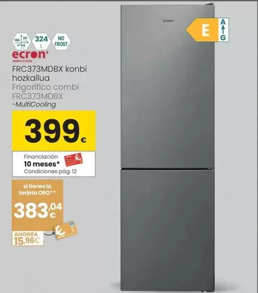 Oferta de Ecron - Frigorífico Combi FRC373MDBX por 399€ en Eroski