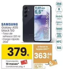 Oferta de Samsung - Galaxy A55 Black 5G por 379€ en Eroski