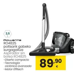 Oferta de Rowenta - Aspirador Sin Bolsa RO4825 por 89,9€ en Eroski