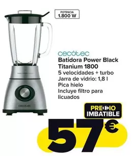 Oferta de Cecotec - Batidora Power Black Titanium 1800 por 57€ en Carrefour