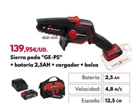 Oferta de Einhell - Sierra Poda "GE-PS" + Batería 2,5Ah + Cargador + Bolsa por 139,95€ en BricoCentro