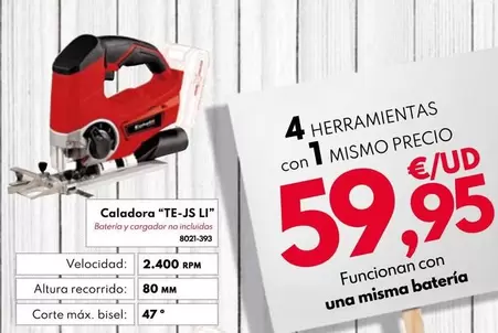 Oferta de Einhell - Caladora "TE-JS LI" por 59,95€ en BricoCentro