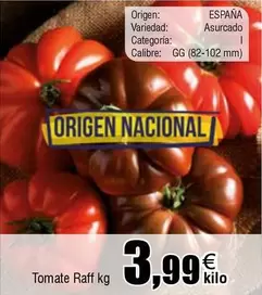 Oferta de Origen - Tomate Raff por 3,99€ en Froiz