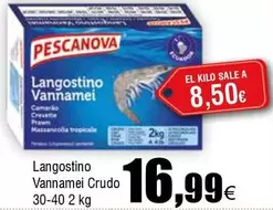 Oferta de Pescanova - Langostino Vannamei Crudo por 16,99€ en Froiz