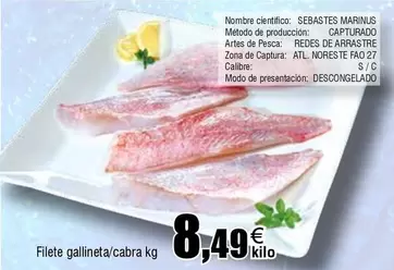 Oferta de Filete Galineta/cabra por 8,49€ en Froiz