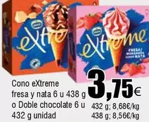 Oferta de Nestlé - Cono Extreme Fresa Y Nata O Doble Chocolate por 3,75€ en Froiz