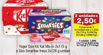 Oferta de Smarties - Yogur Duo Kit Kat Mix-in 2x por 2,5€ en Froiz