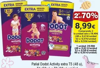 Oferta de Dodot - Panal Activity Extra T5 por 9,99€ en Froiz