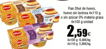 Oferta de Dhul - Flan De Huevo Sin Lactosa por 2,59€ en Froiz