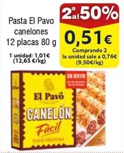 Oferta de El Pavo - Pasta Canelones por 0,51€ en Froiz