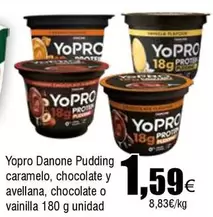 Oferta de Danone - Yopro Pudding Caramelo, Chocolate Y Avellana, Chocolate O Vainilla por 1,59€ en Froiz