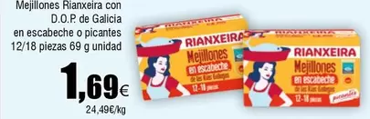 Oferta de Rianxeira - Mejillones por 1,69€ en Froiz