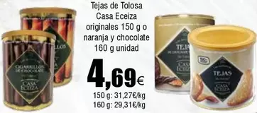 Oferta de Casa eceiza - Tejas De Tolosa Originales O Naranja Y Chocolate por 4,69€ en Froiz