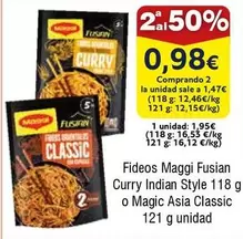 Oferta de Maggi - Fideos Fusian Curry Indian Style O Magic Asia Classic por 1,95€ en Froiz