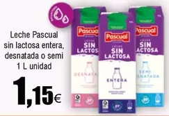 Oferta de Pascual - Leche Sin Lactosa Entera, Desnatada O Semi por 1,15€ en Froiz