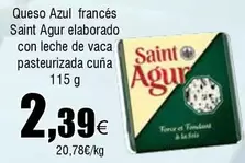 Oferta de Saint Agur - Queso Azul Frances Elborado Con Leche De Vaca Pasteurizada Cuna por 2,39€ en Froiz