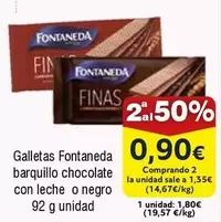 Oferta de Fontaneda - Galletas Barquillo Chocolate Con Leche O Negro por 1,8€ en Froiz