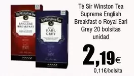 Oferta de Supreme - Te Supreme English Breakfast O Royal Earl Grey 20 Bolsitas por 2,19€ en Froiz