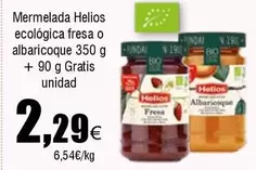 Oferta de Helios - Mermelada Ecológica Fresa O Albaricoque + Gratis por 2,29€ en Froiz