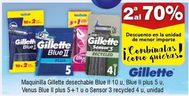 Oferta de Gillette - Maquinilla Desechable Blue Ii 10u, Blue Ii Plus 5u, Venus Blue Ii Plus 5+1 U O Sensor 3 Recycled 4 Unidad en Froiz