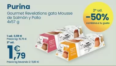 Oferta de Purina - Gourmet Revelations Gato Mousse De Salmon Y Pollo por 3,59€ en Clarel