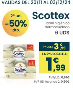 Oferta de Scottex - Papel Higiénico Dermocuidado por 3,99€ en Clarel