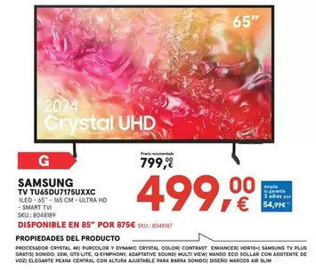 Oferta de Crystal - TV TU65DU7175UXXC por 499€ en Worten