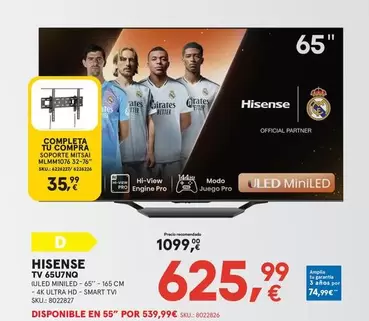 Oferta de Hisense - Tv 65urgno por 625,99€ en Worten