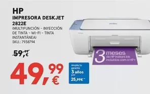 Oferta de HP - Impresora Deskjet 2822E por 49,99€ en Worten