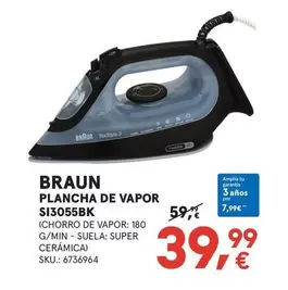 Oferta de Braun - Plancha De Vapor SI3055BK por 39,99€ en Worten