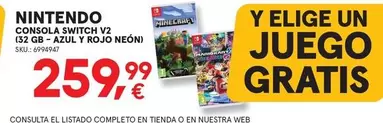 Oferta de Nintendo - Consola Switch V2 (3 2-b-azul Y Rojo Neon) por 259,99€ en Worten